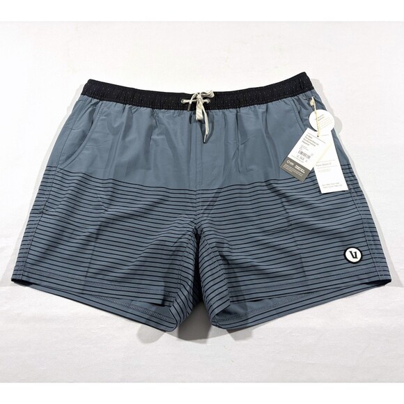 Vuori Kore Mens Light Azure Blue Stripe V367 Lined Athletic Shorts Gym 2XL NWT - Picture 1 of 7